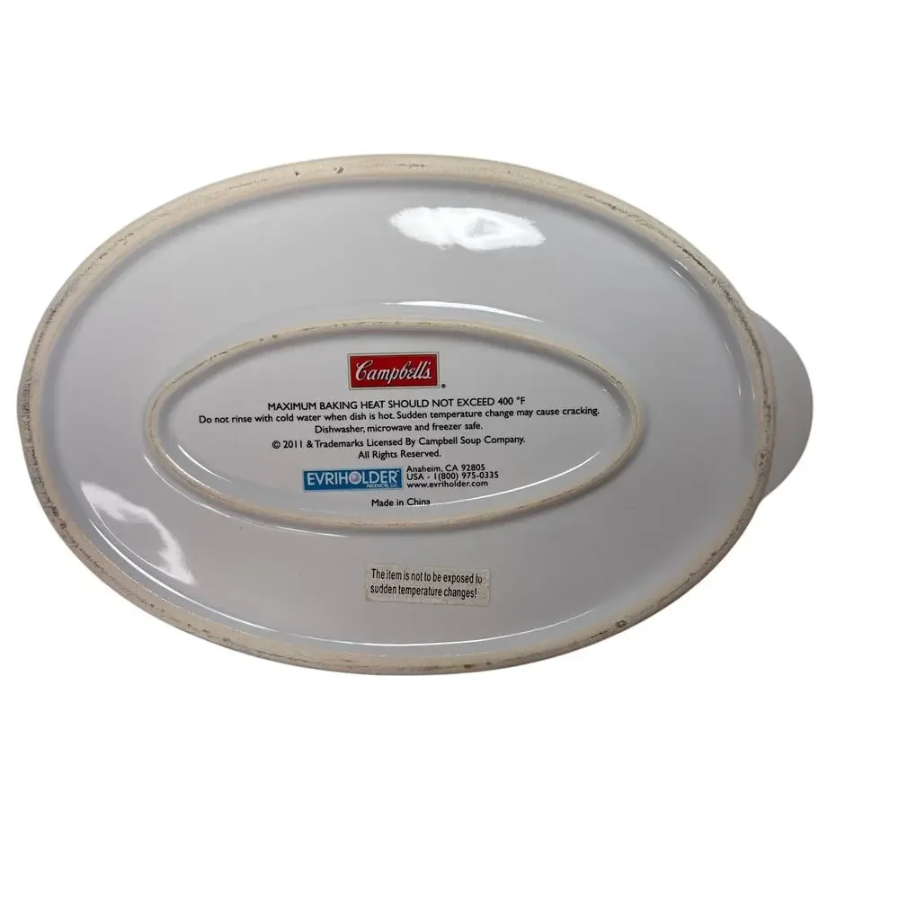 Campbell's‎ Green Bean Casserole 2011 1.5Qt Ceramic Oval Recipe Bakeware Dish